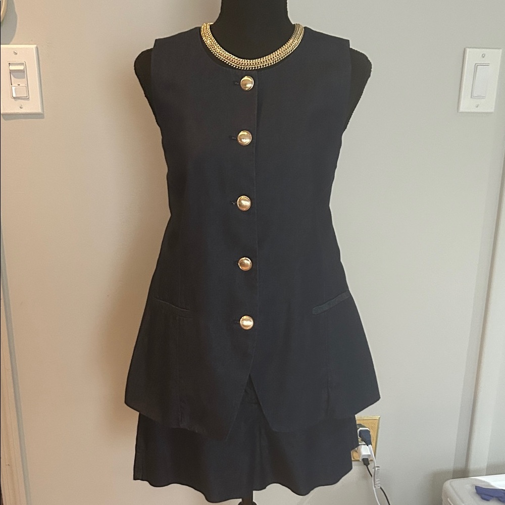 Nine West Black Mini Dress with Gold Accents